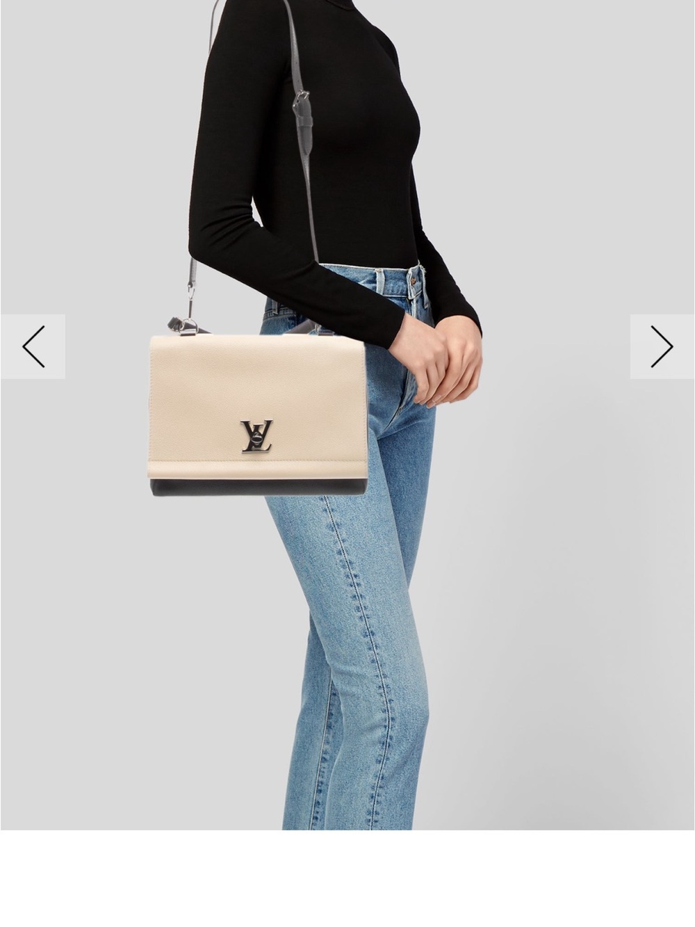 AUTHENTIC Louis Vuitton Cream and Black Leather Satchel